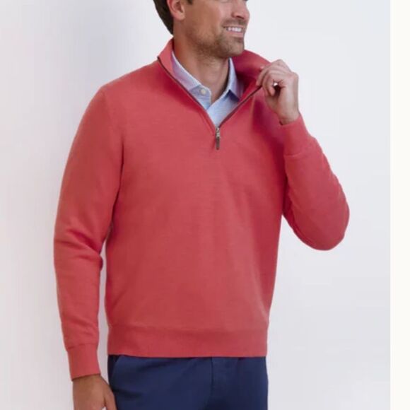Fairway & Greene | Baruffa Merino Quarter Zip Windsweater in Coral Heather | L - Picture 2 of 5